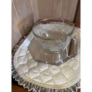 Vintage 1950's Bartlett Collins 7" Gold Rim Frosted Grapevine Serving Bowl